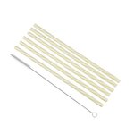 Paris Prix Lot de 6 Pailles & Brosse  Réutilisables  23cm Jaune