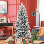 Voir la diapositive 2 : HOMCOM Sapin de Noël artificiel H.180 cm 1489 branches enneigées 33 pommes de pin métal PVC PE vert blanc