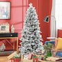Voir la diapositive 2 : HOMCOM Sapin de Noël artificiel H.180 cm 1489 branches enneigées 33 pommes de pin métal PVC PE vert blanc