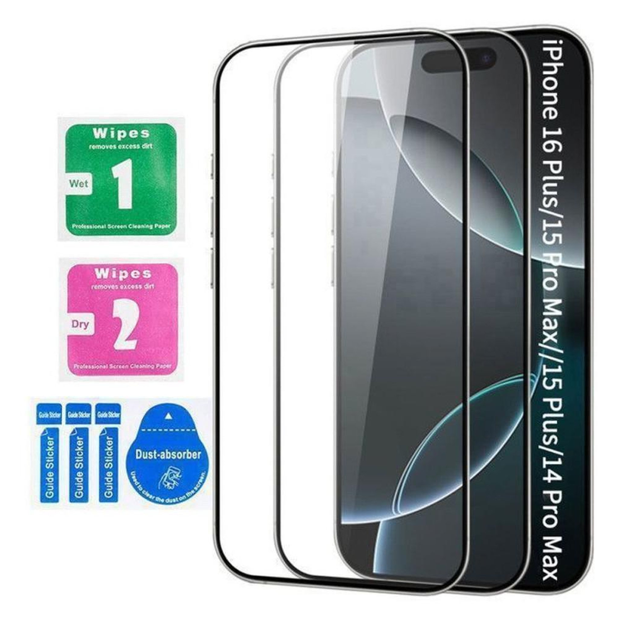 Film de protection écran en verre trempé pour iPhone 16 Plus 6,7  9H, lot de 2