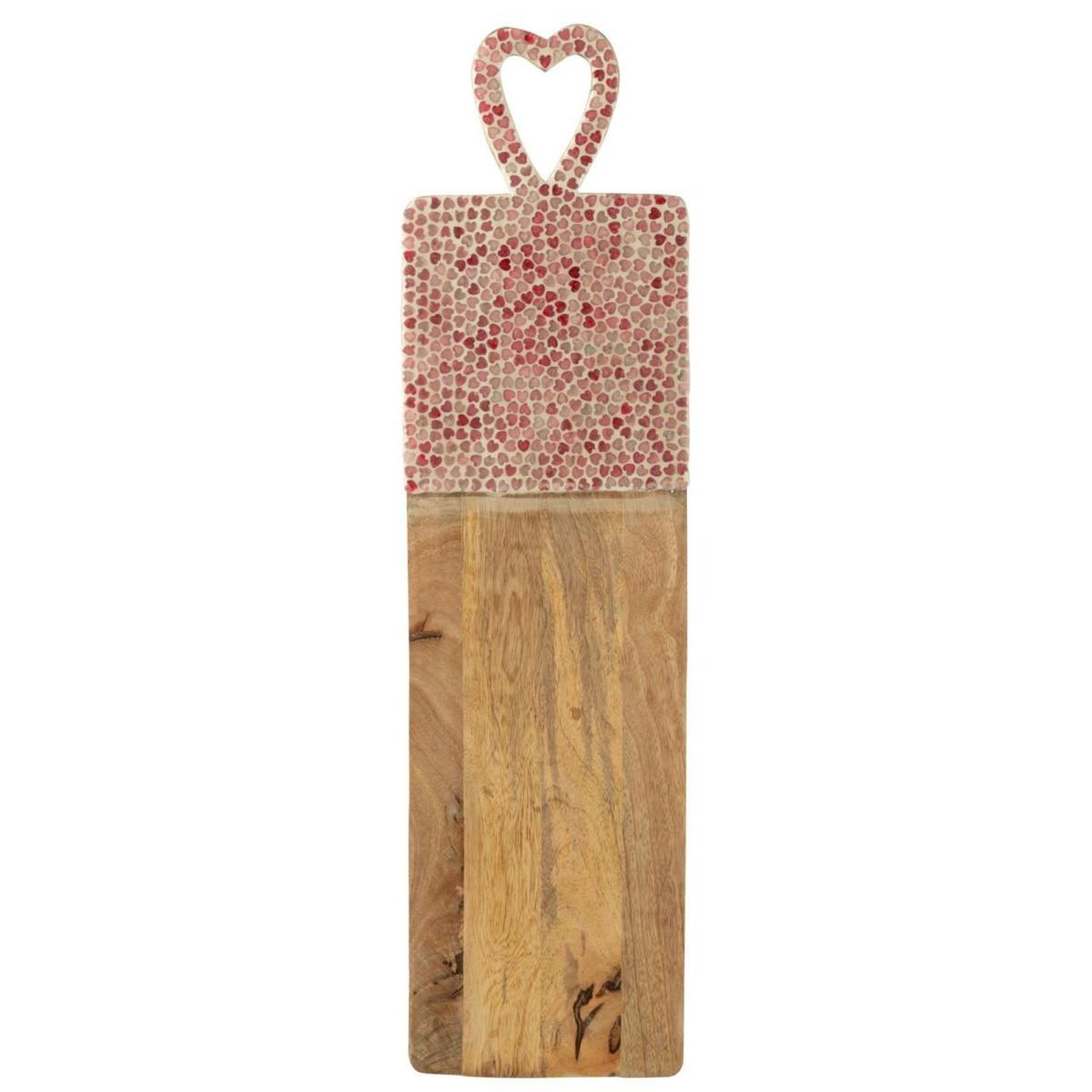 Voir la diapositive 2 : J-LINE Planche de Présentation Mosaïque Cœur en Bois  Freddy  74cm Rose