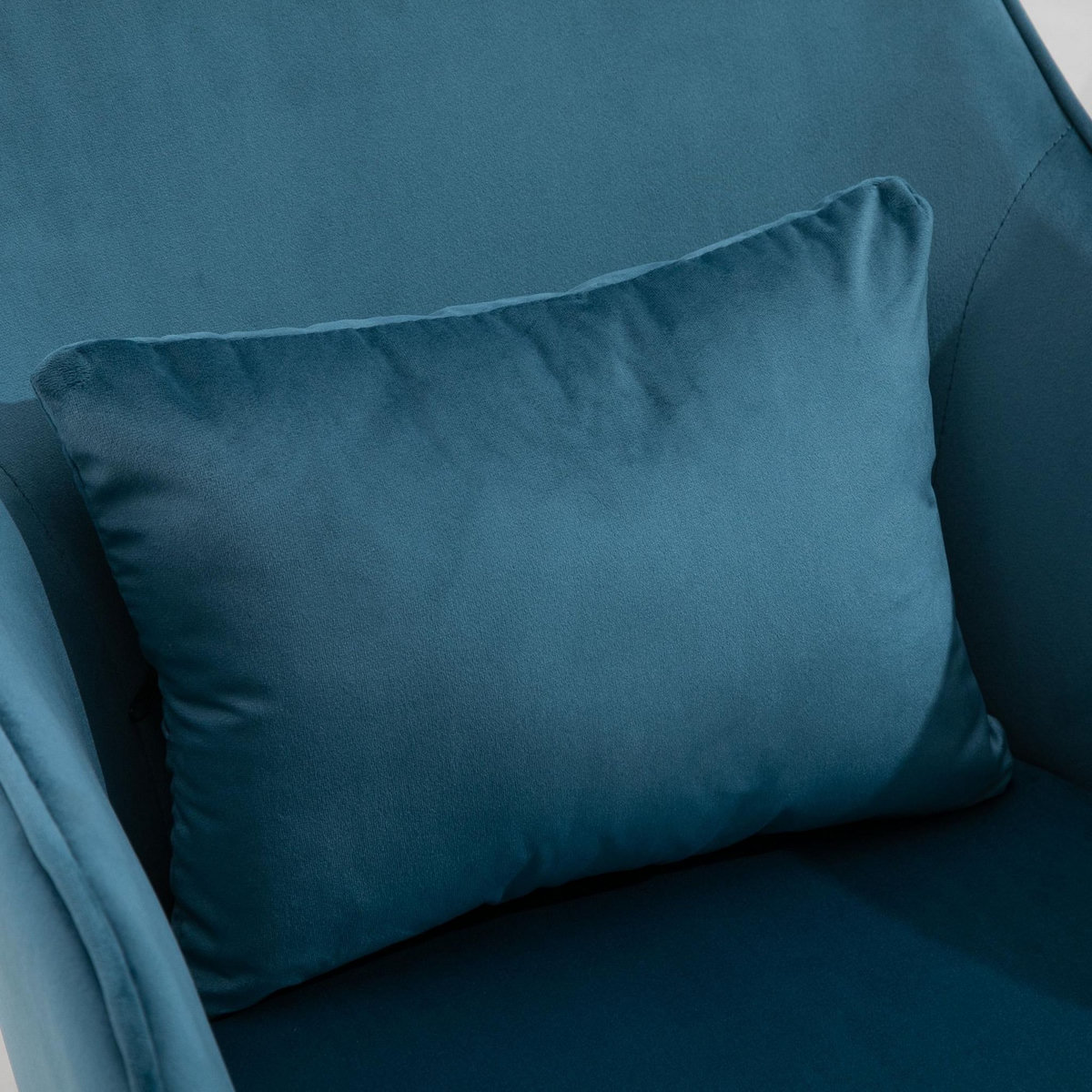 HOMCOM Chaise de bureau velours fauteuil bureau massant coussin lombaire intégré hauteur réglable pivotante 360° bleu