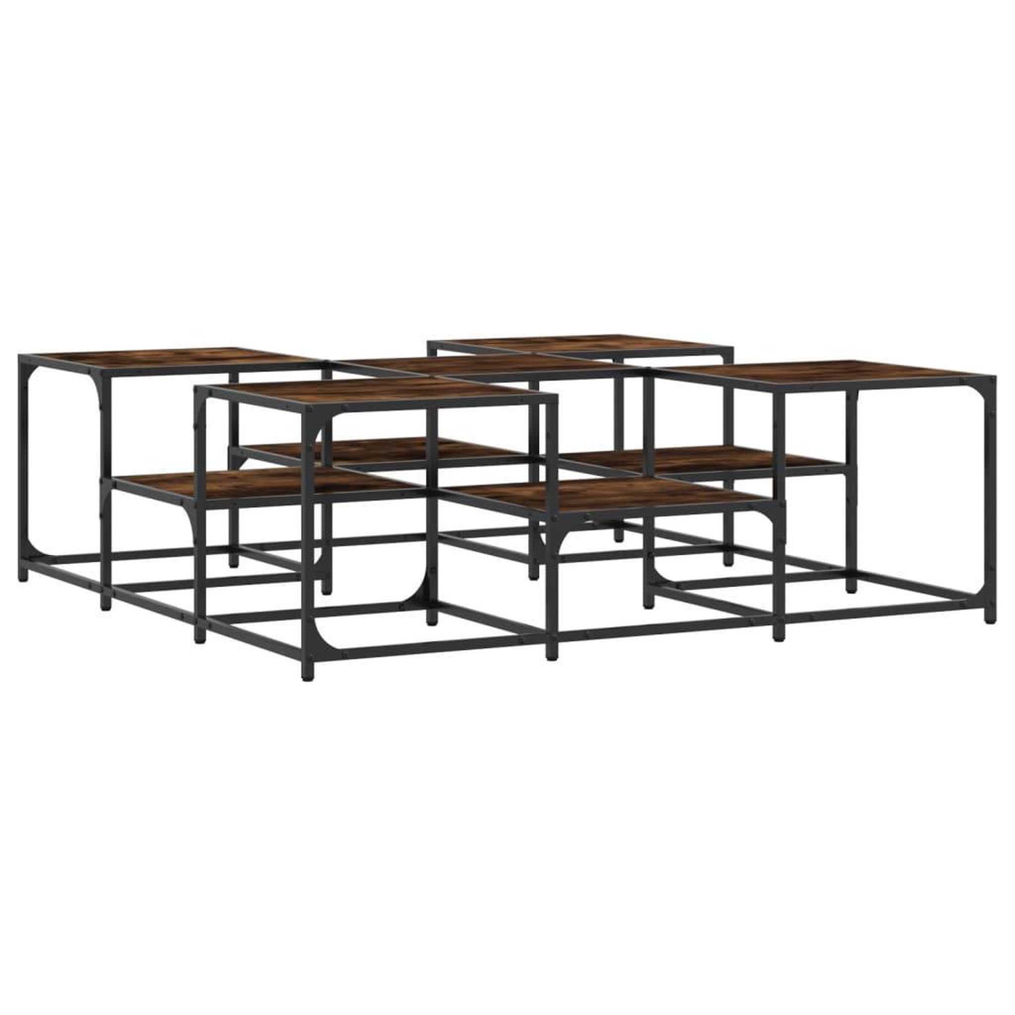 Voir la diapositive 2 : VIDAXL Table basse chene fume 121x121x40 cm bois d'ingenierie