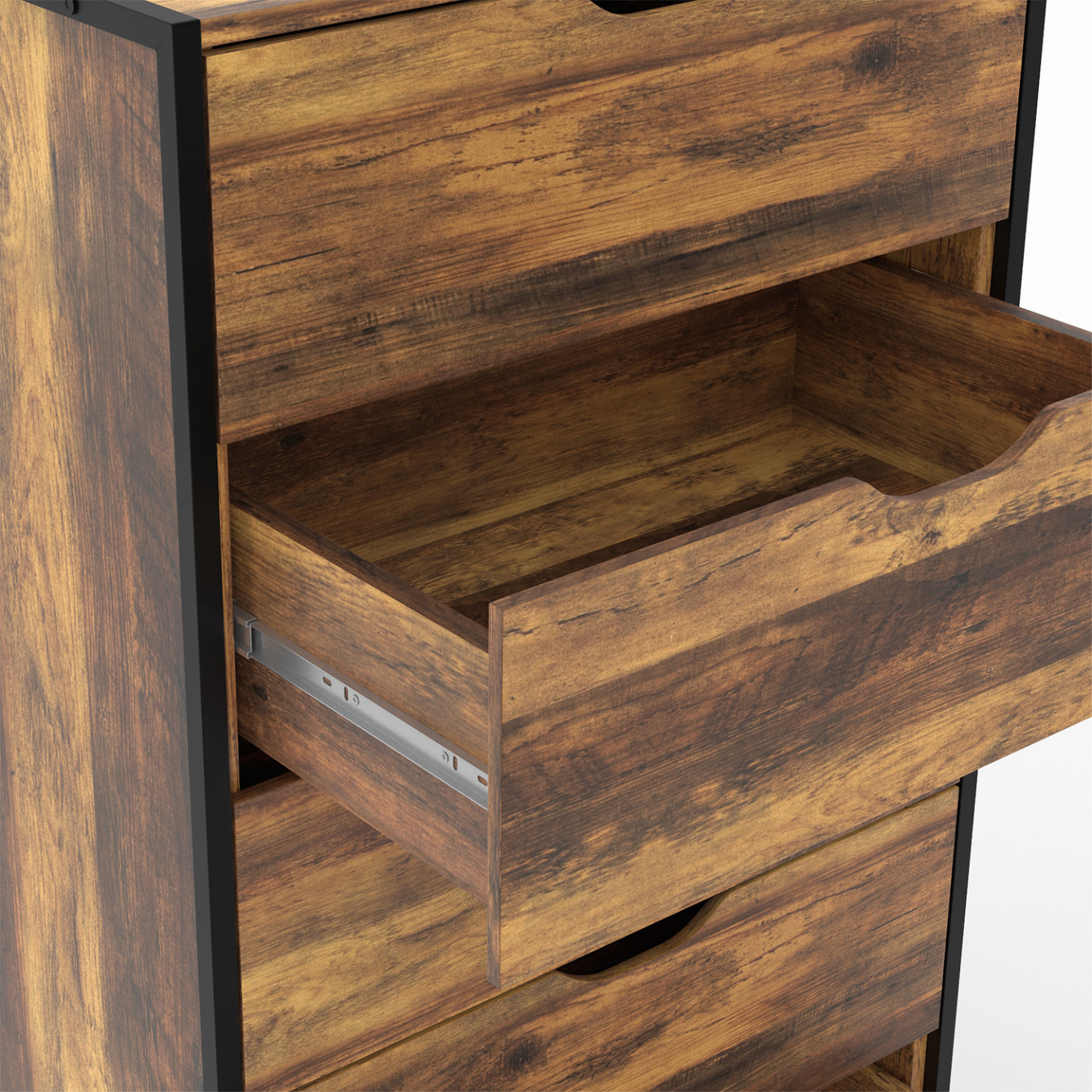 Voir la diapositive 6 : ID MARKET Chiffonnier 5 tiroirs hawkins 60x40x110 cm commode semainier design industriel