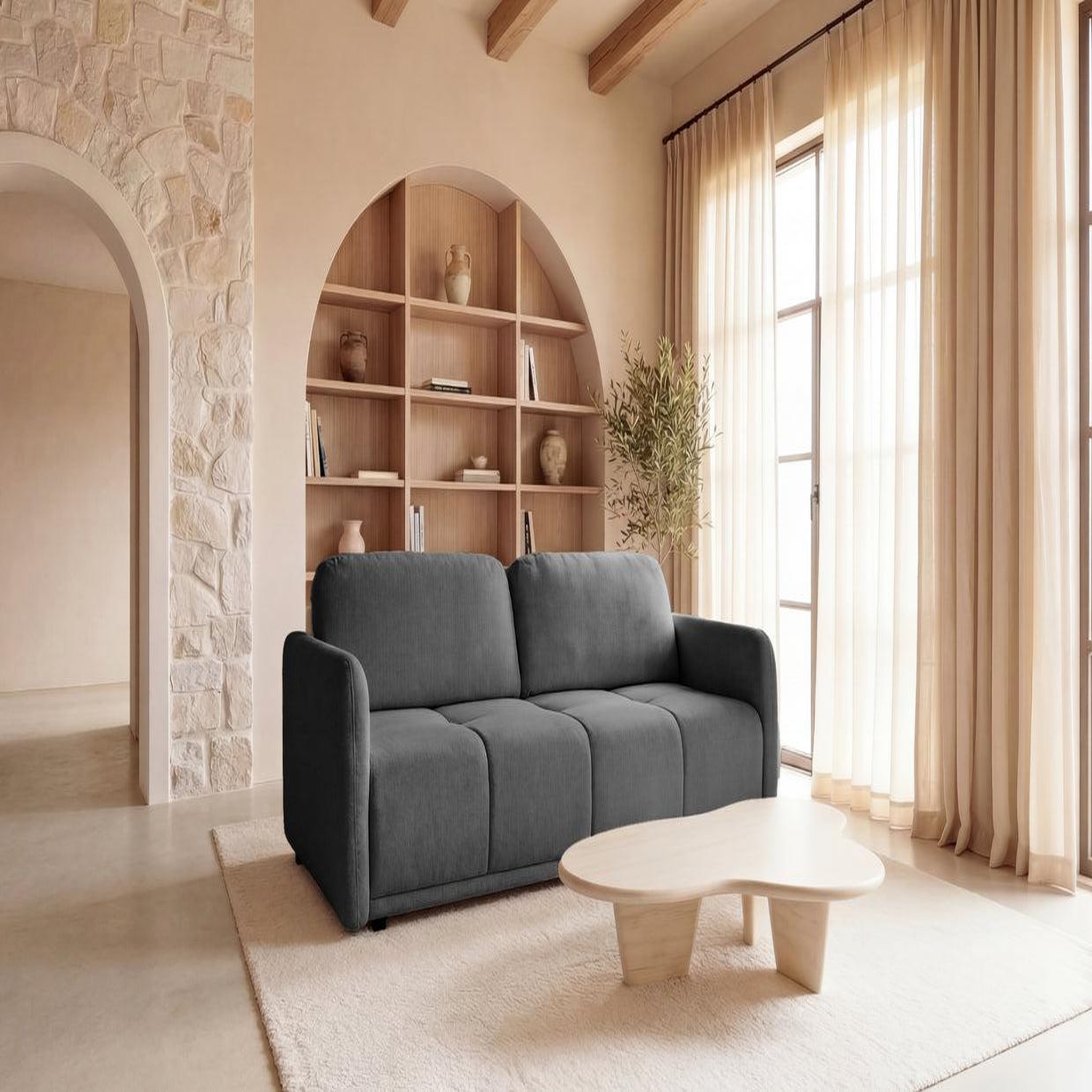 Voir la diapositive 2 : CASANOVA PARIS Dana - canapé droit tissu lisse
