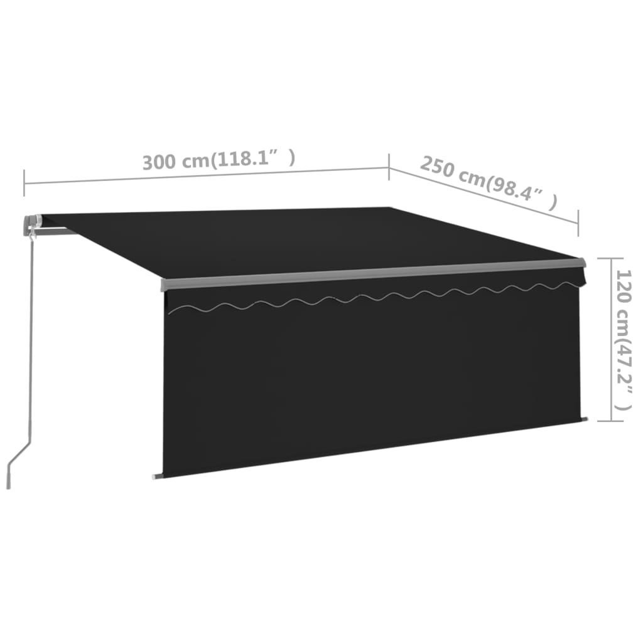 Voir la diapositive 6 : VIDAXL Auvent manuel retractable avec store 3x2,5 m Anthracite