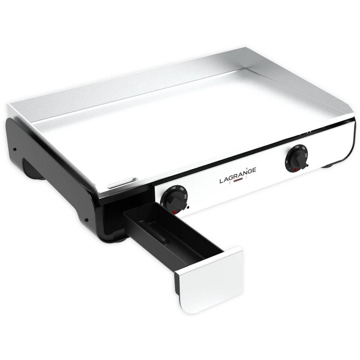 LAGRANGE Plancha électrique Pro 65L noir 2 brûleurs à poser, 65x40 cm + kit d'accessoires