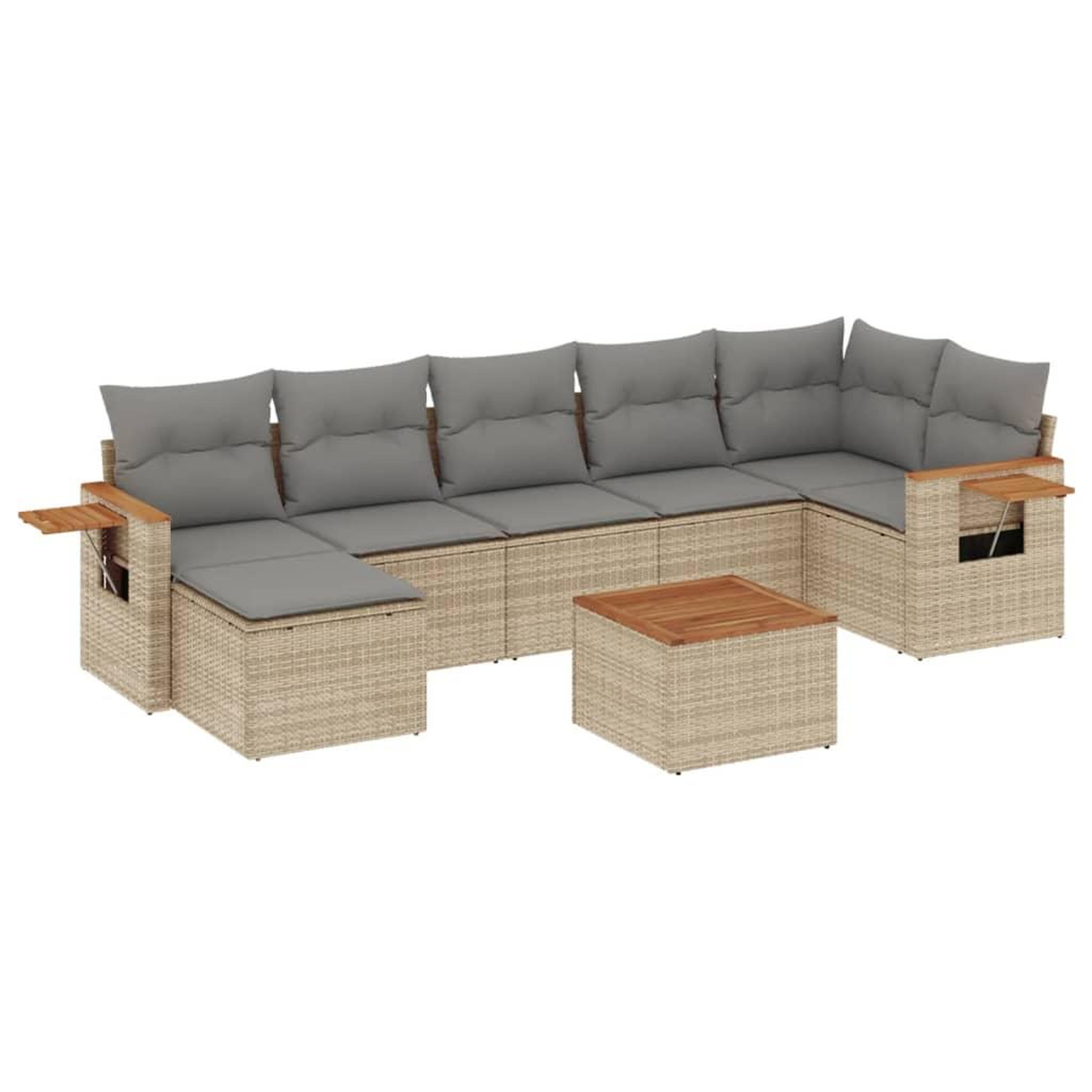 Voir la diapositive 2 : VIDAXL Salon de jardin avec coussins 8 pcs beige resine tressee
