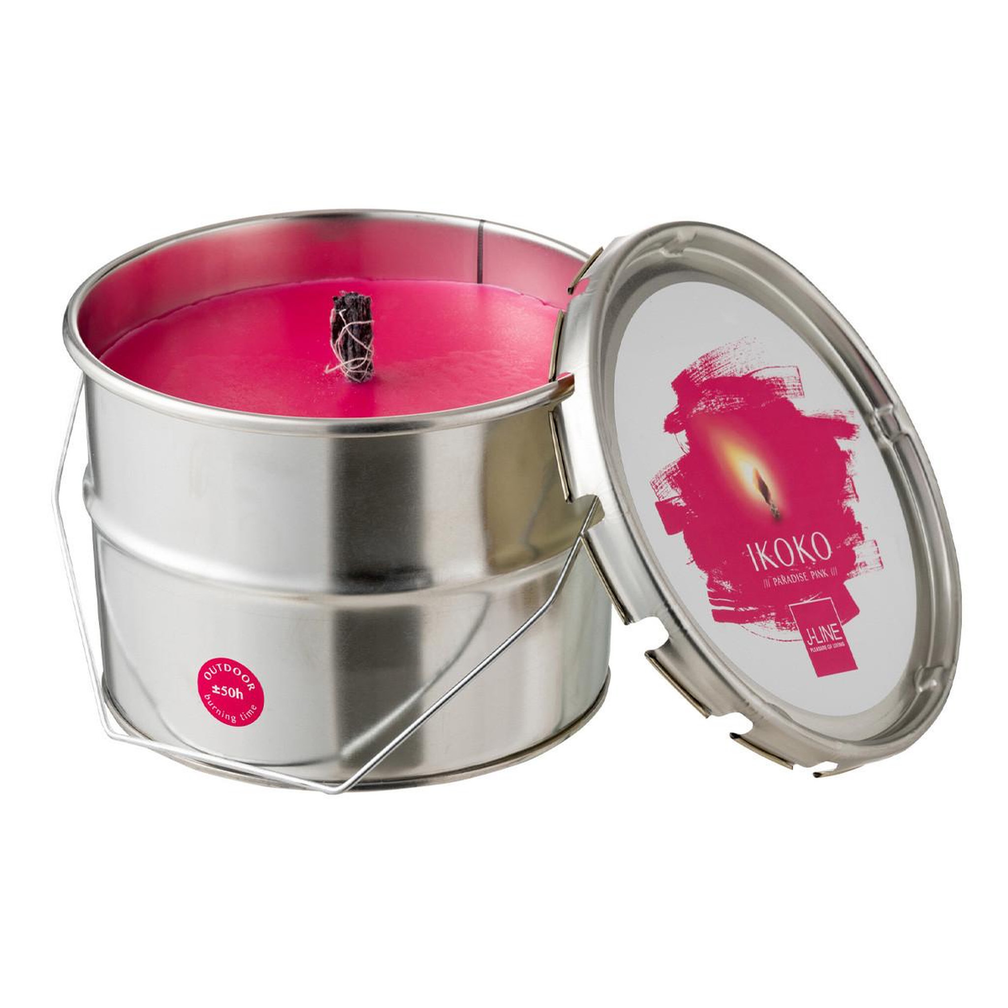 Voir la diapositive 1 : J-LINE Bougie parfumée  ikoko citronnelle  18cm fuchsia