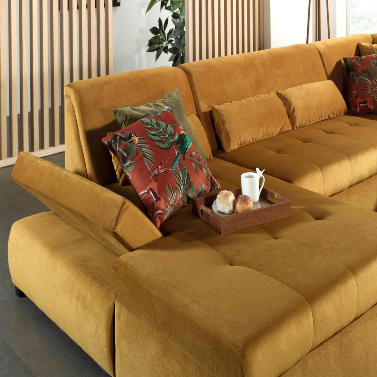 LISA DESIGN Vermont - canapé panoramique d'angle droit - 7 places - xxl - en velours