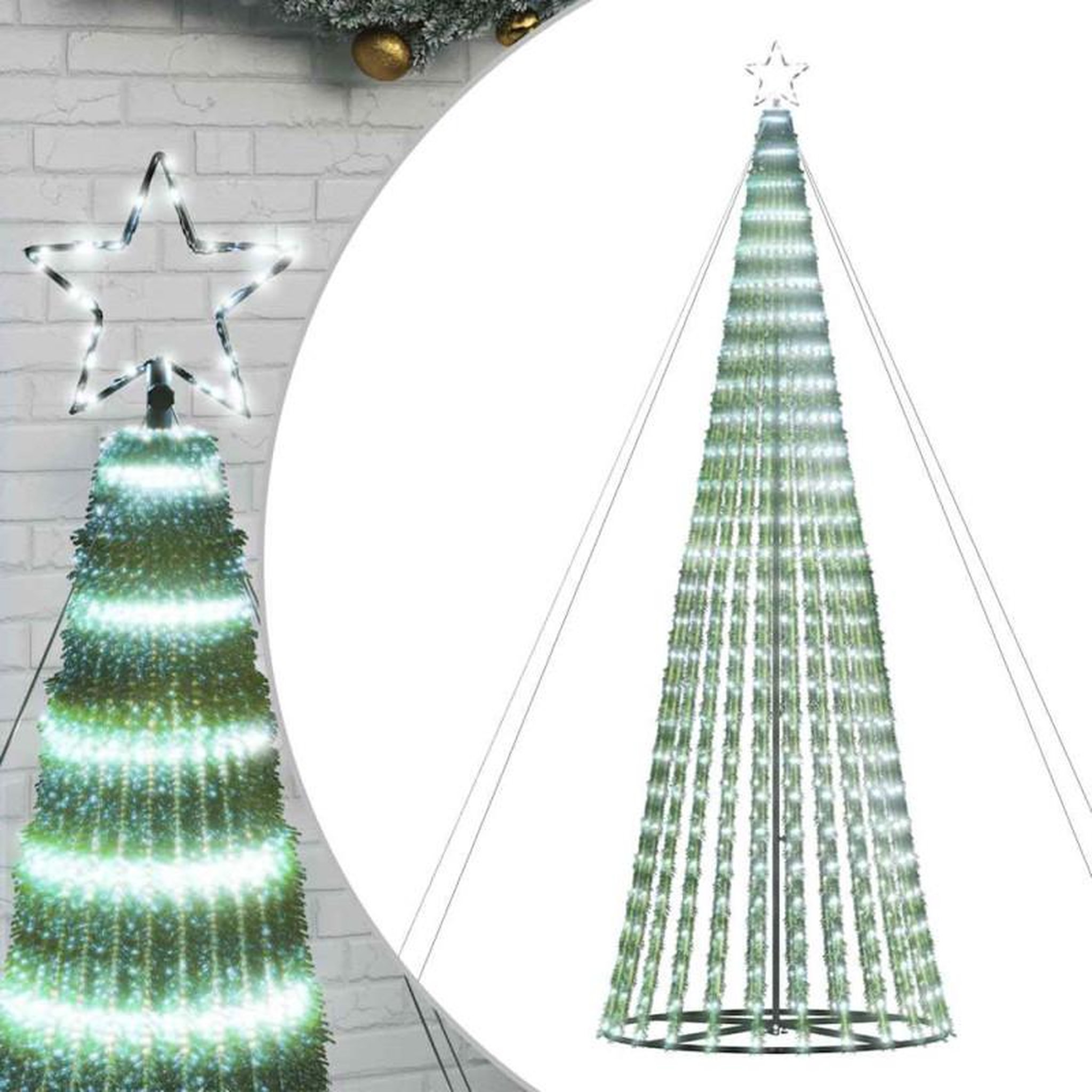 Voir la diapositive 2 : VIDAXL Arbre de Noël lumineux conique 1028 LED blanc froid 403 cm