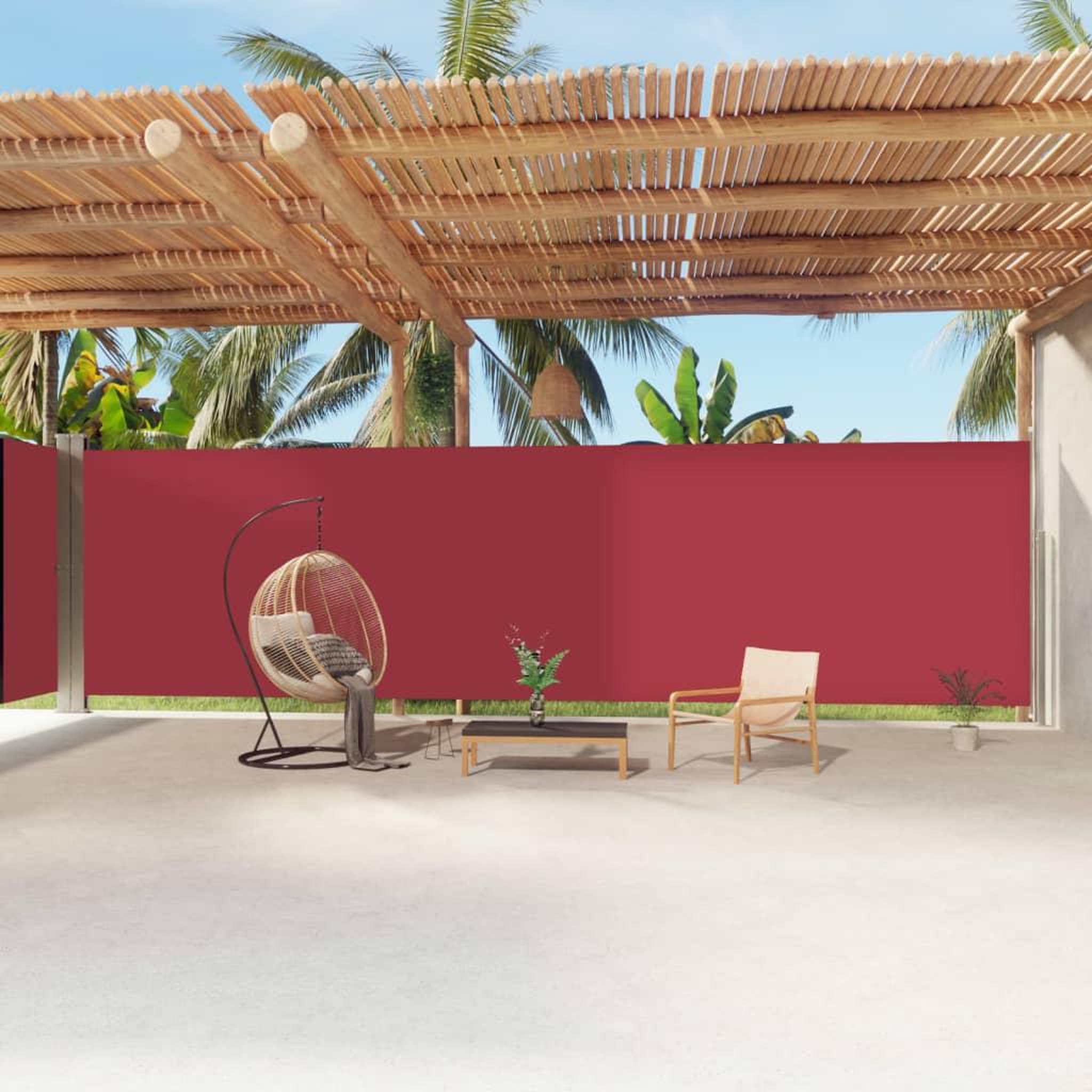 Voir la diapositive 1 : VIDAXL Auvent lateral retractable Rouge 220x1200 cm