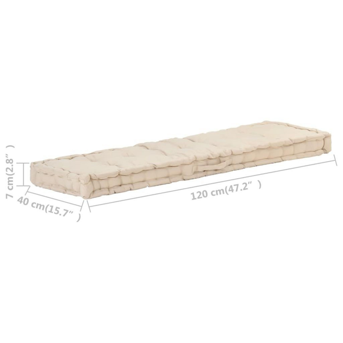 VIDAXL Coussins de plancher de palette lot de 2 Coton Beige