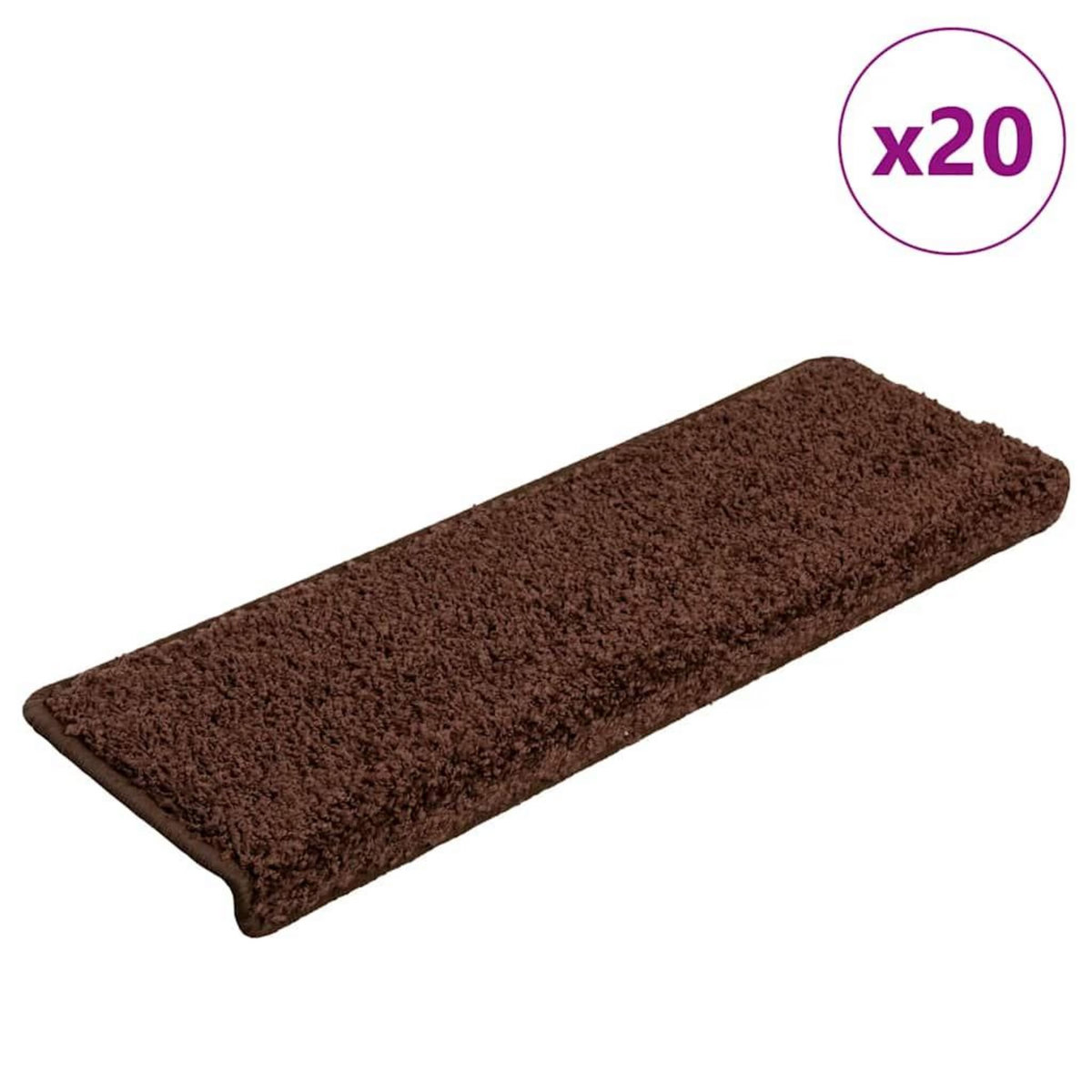 VIDAXL Tapis d'escalier 20 pcs 65x21x4 cm marron