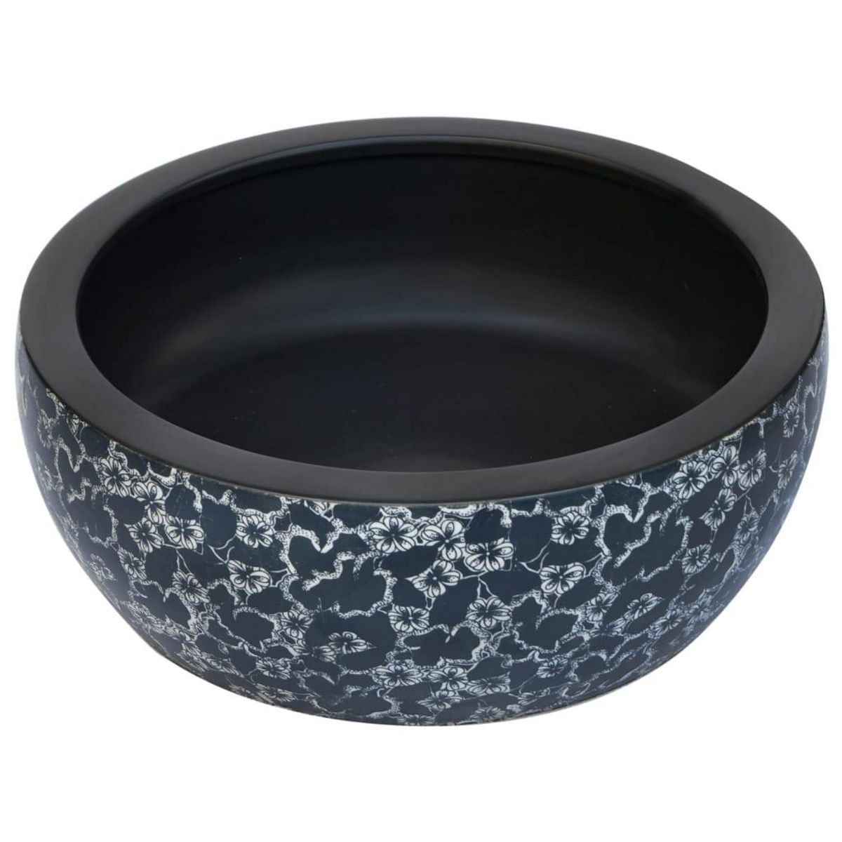 VIDAXL Vasque a poser noir et bleu rond Φ41x14 cm ceramique