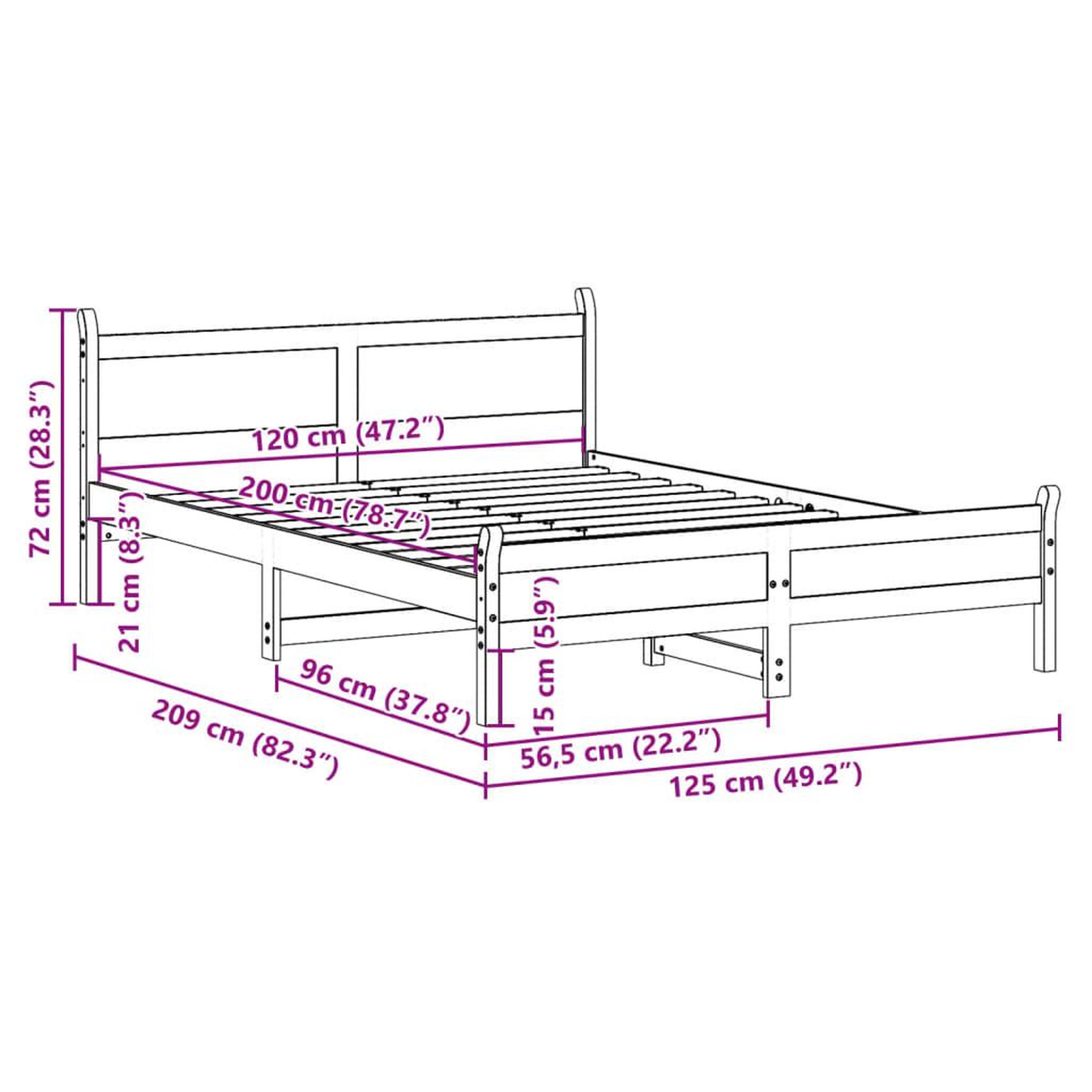 Voir la diapositive 6 : VIDAXL Cadre de lit sans matelas cire marron 120x200cm bois pin massif