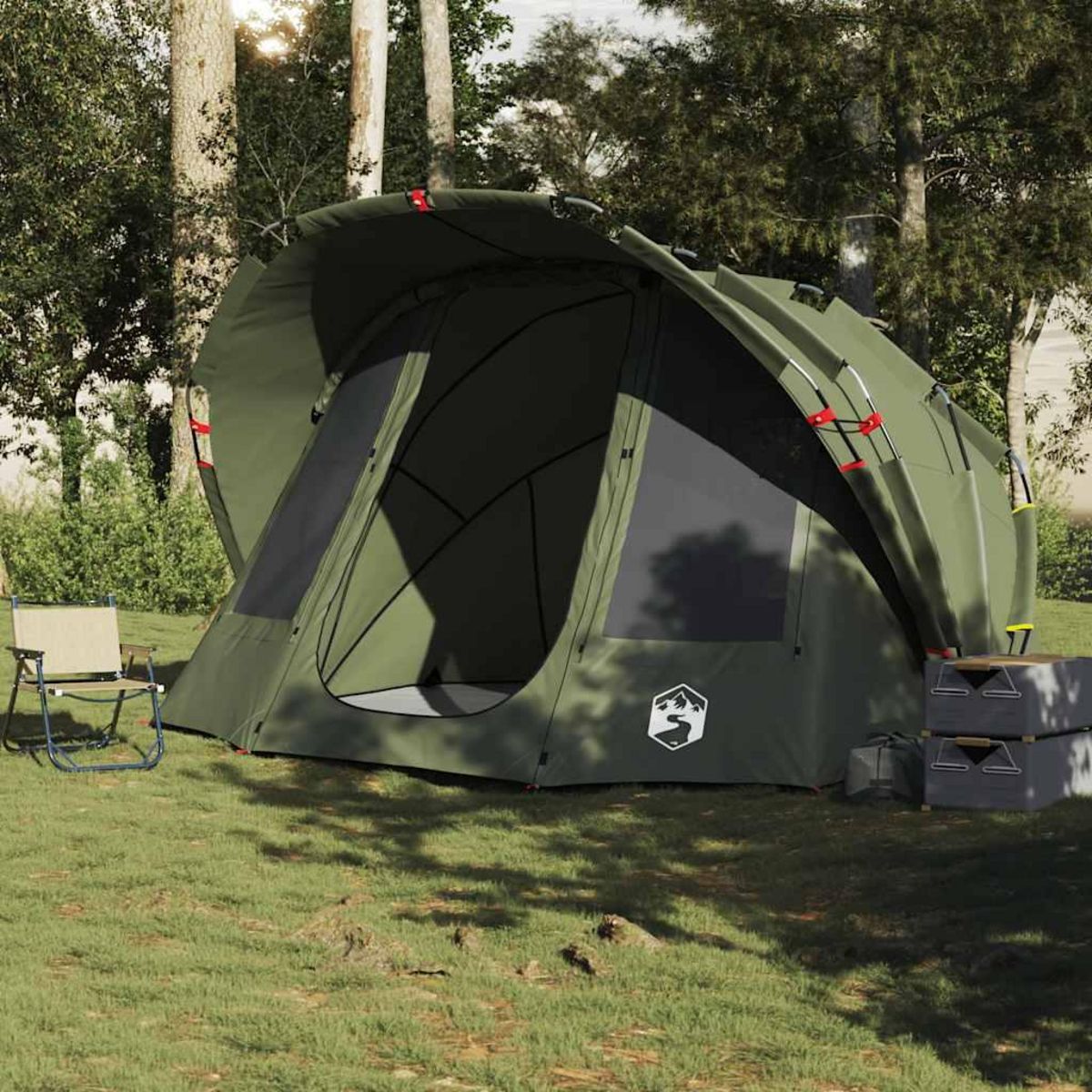 VIDAXL Tente de peche 5 personnes vert olive impermeable