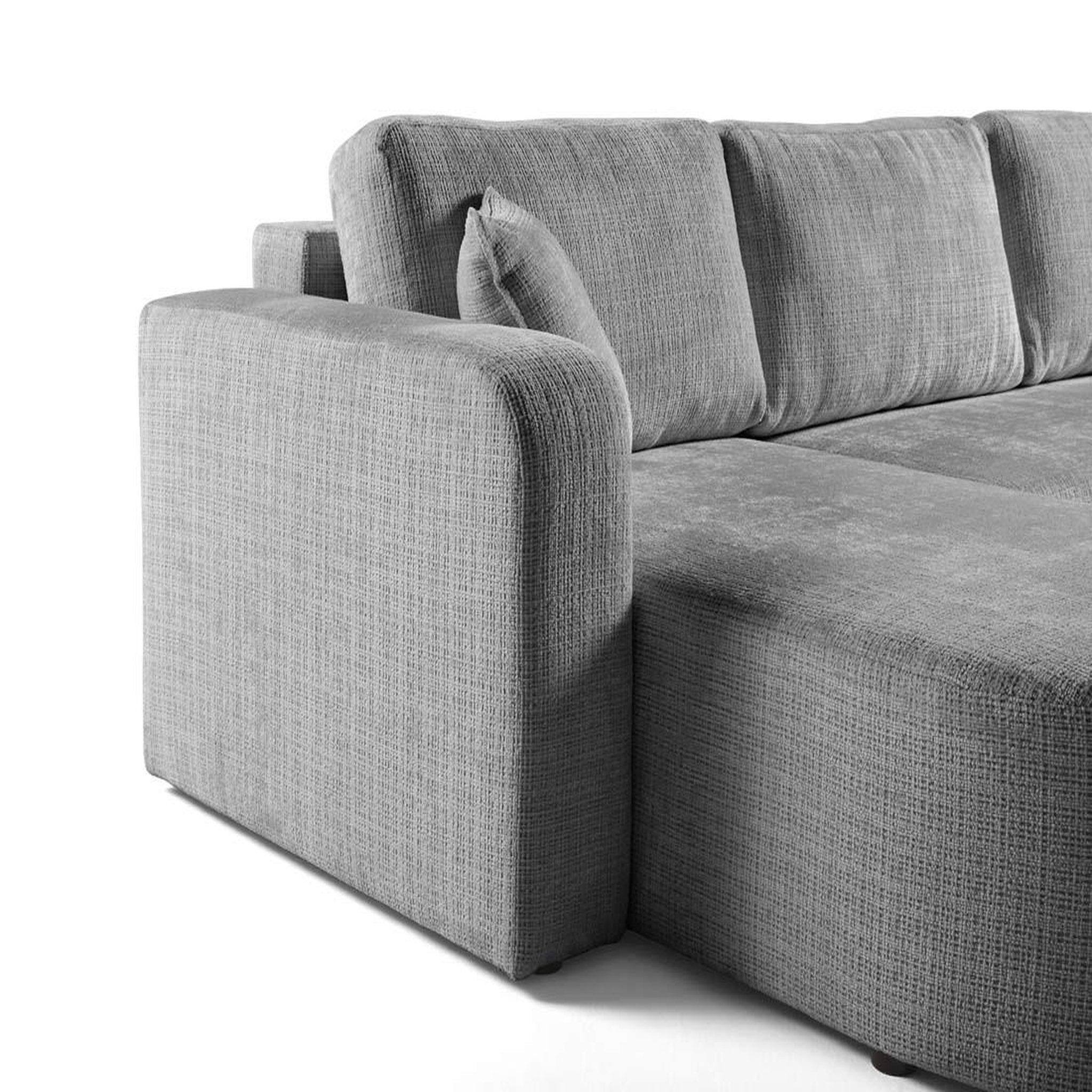 Voir la diapositive 5 : BEST MOBILIER Miro - canapé panoramique en u 7 places - convertible avec coffre - en velours texturé