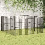 VIDAXL Parc pour chien 8 panneaux noir acier galvanise