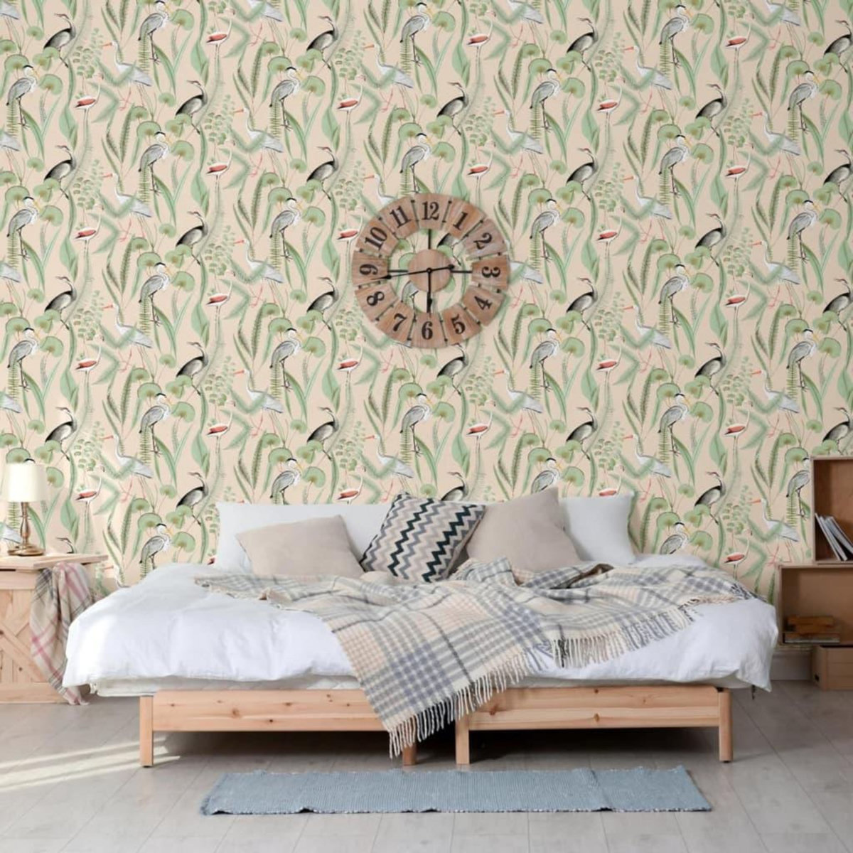 DUTCH WALLCOVERINGS DUTCH WALLCOVERINGS Papier peint Flamingo Creme et menthe