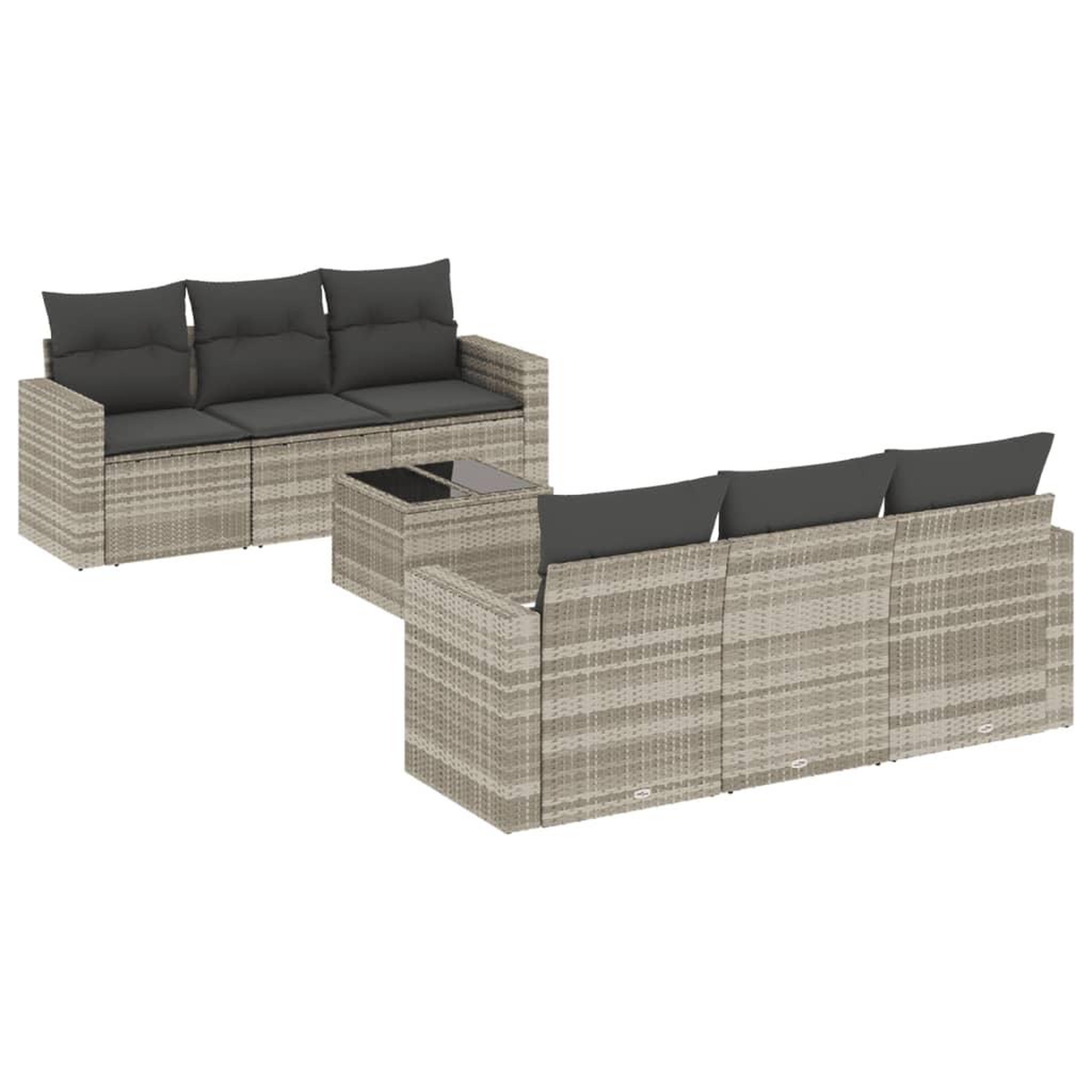 Voir la diapositive 2 : VIDAXL Salon de jardin avec coussins 7 pcs gris clair resine tressee