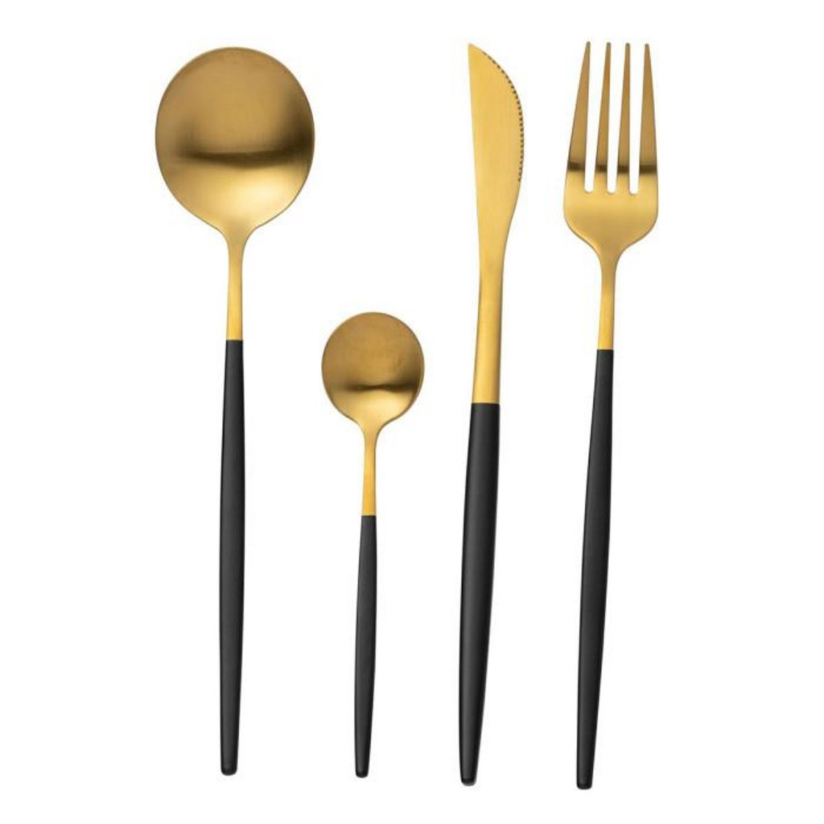 Paris Prix Ménagère 24 Pièces en Inox  Mat  27cm Noir & Or