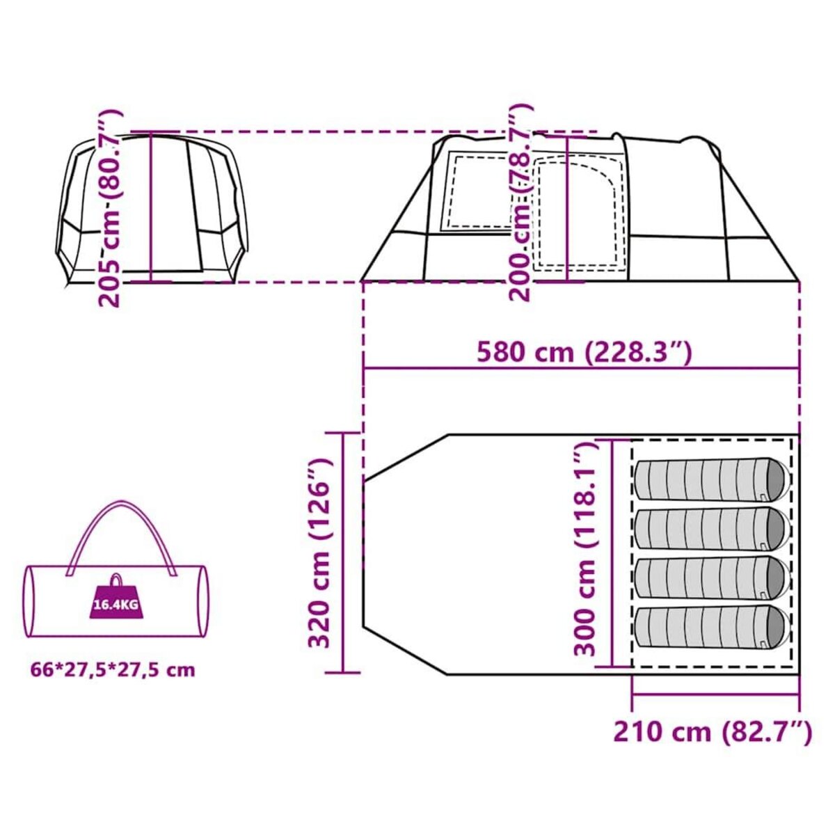 VIDAXL Tente de camping tunnel 4 personnes vert impermeable