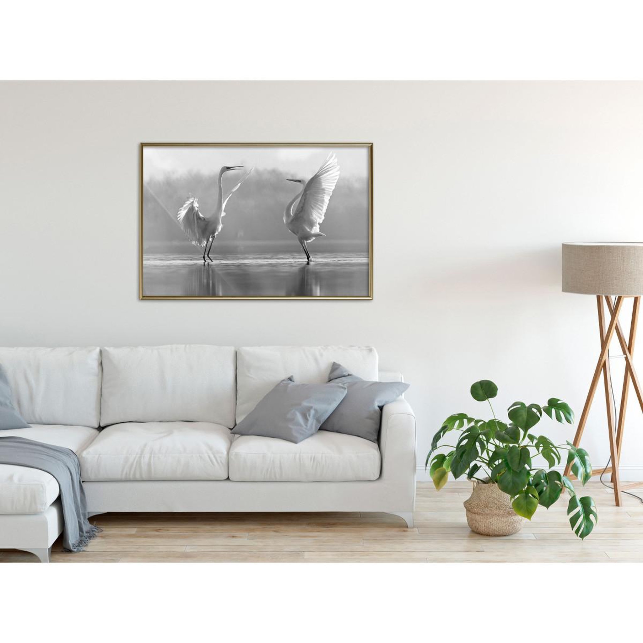 Voir la diapositive 2 : Paris Prix Affiche Murale Encadrée  Black and White Herons
