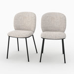 MAISON PAVANE Lot de 2 chaises en tissu beige chiné-Adèle