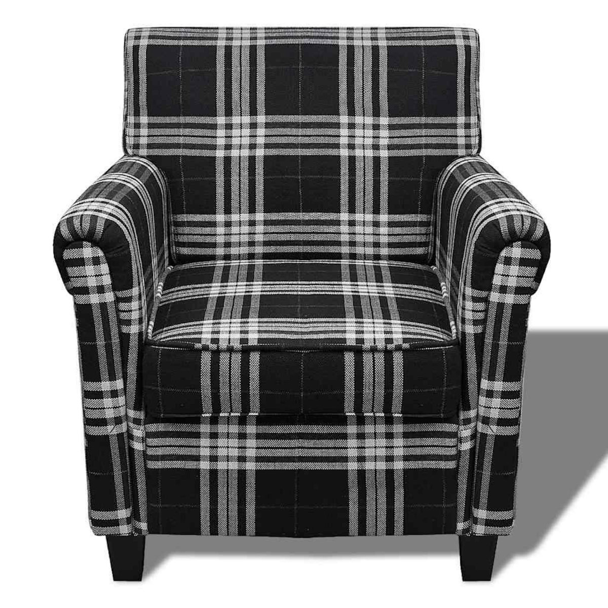 VIDAXL Fauteuil avec coussin Noir Tissu