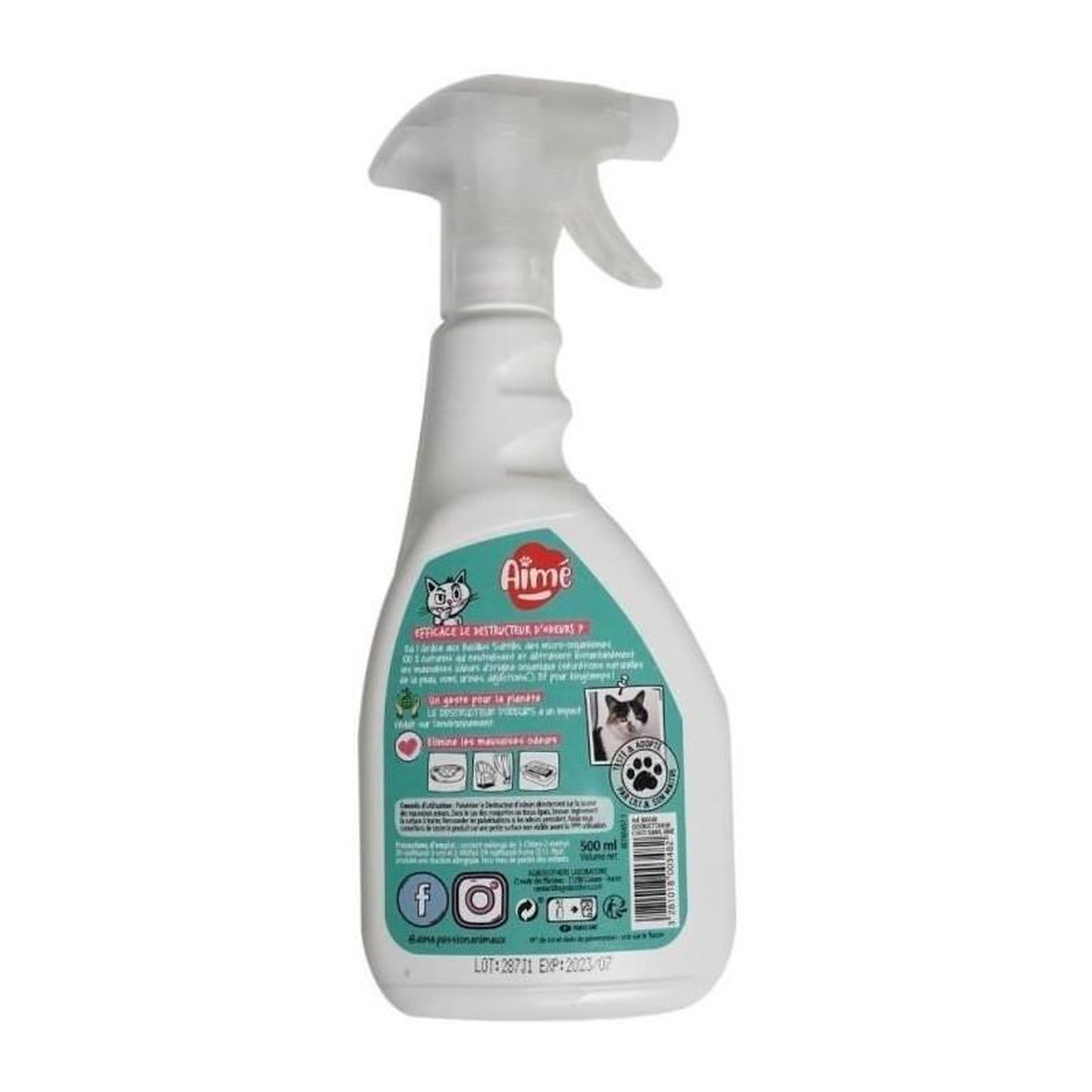 Voir la diapositive 2 : AIME AIME Spray Destruct'odeur urines animaux - 500 ml