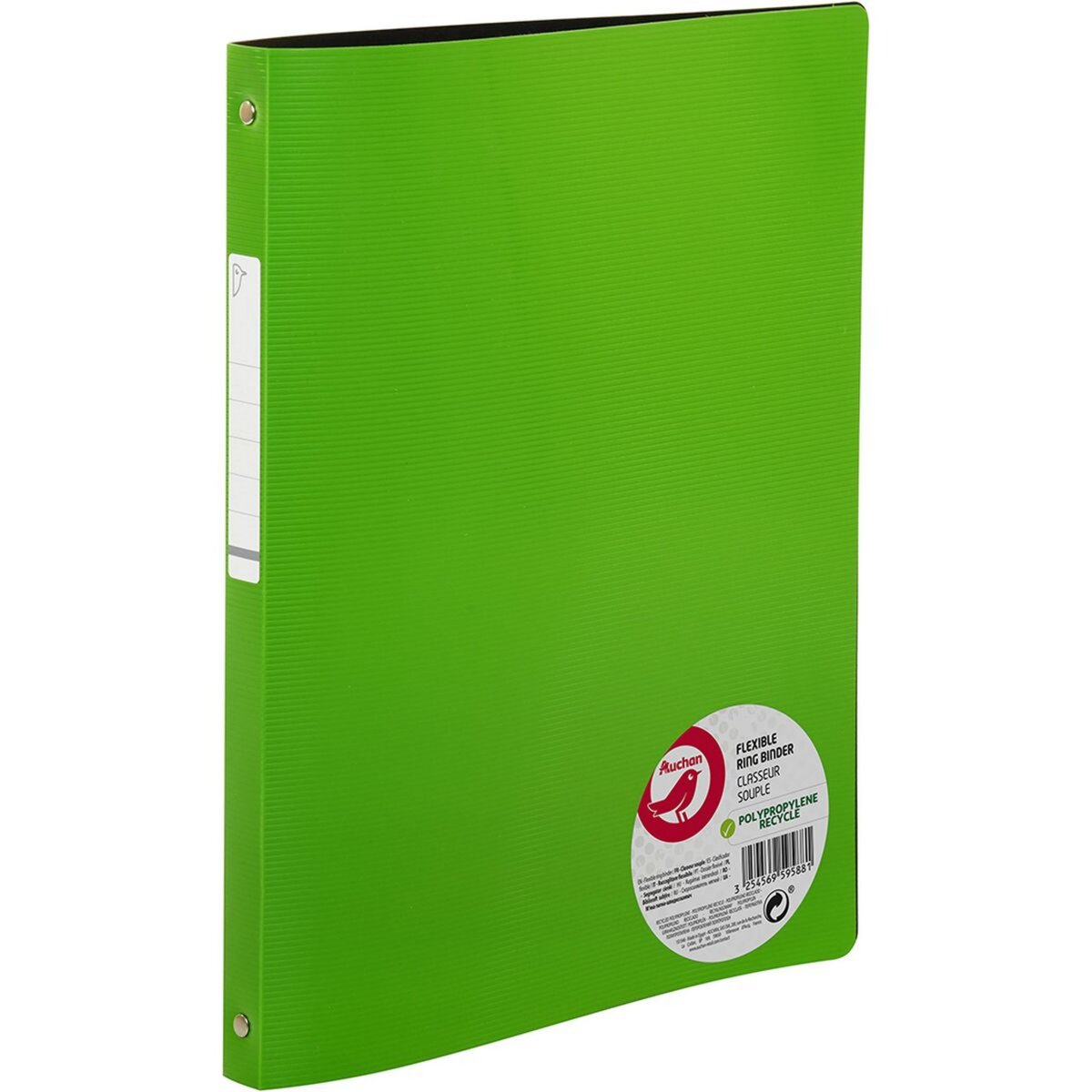 AUCHAN Classeur A4 souple recyclé dos 20mm vert