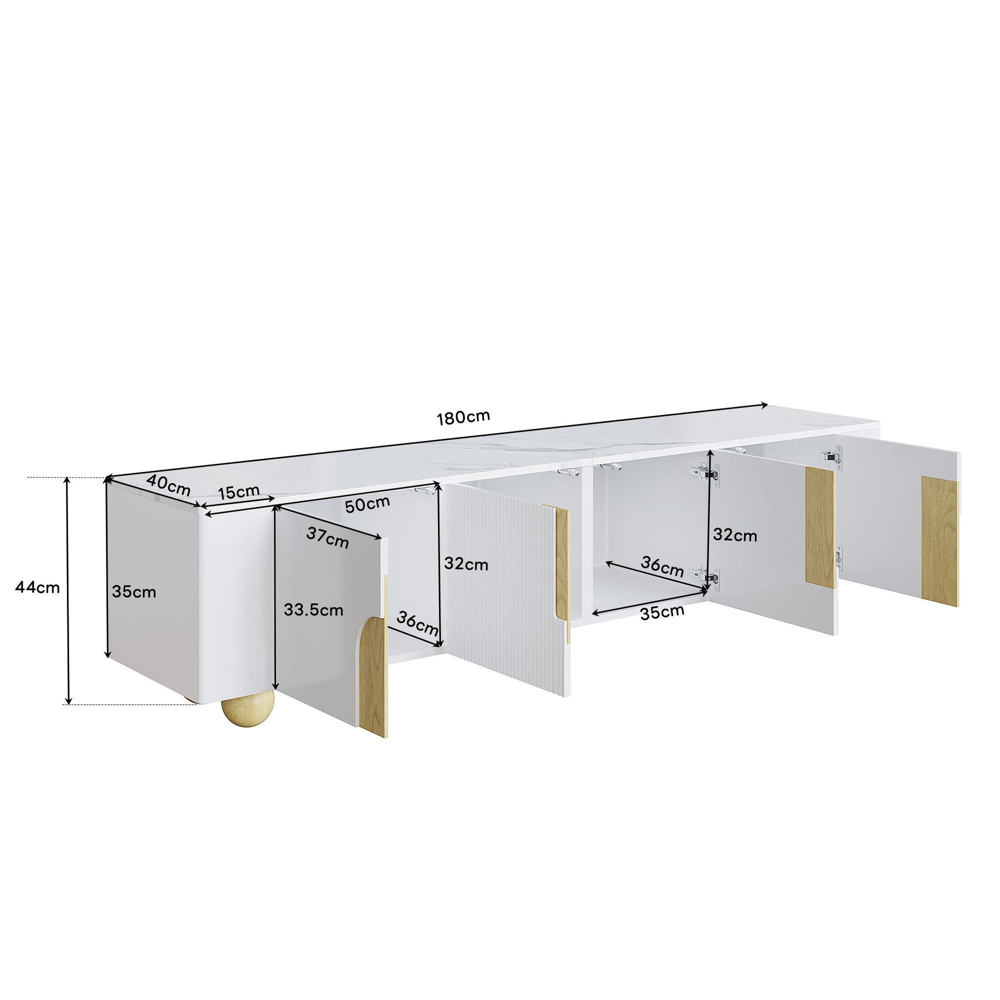Voir la diapositive 3 : MERAX Meuble tv blanc 180cm mdf