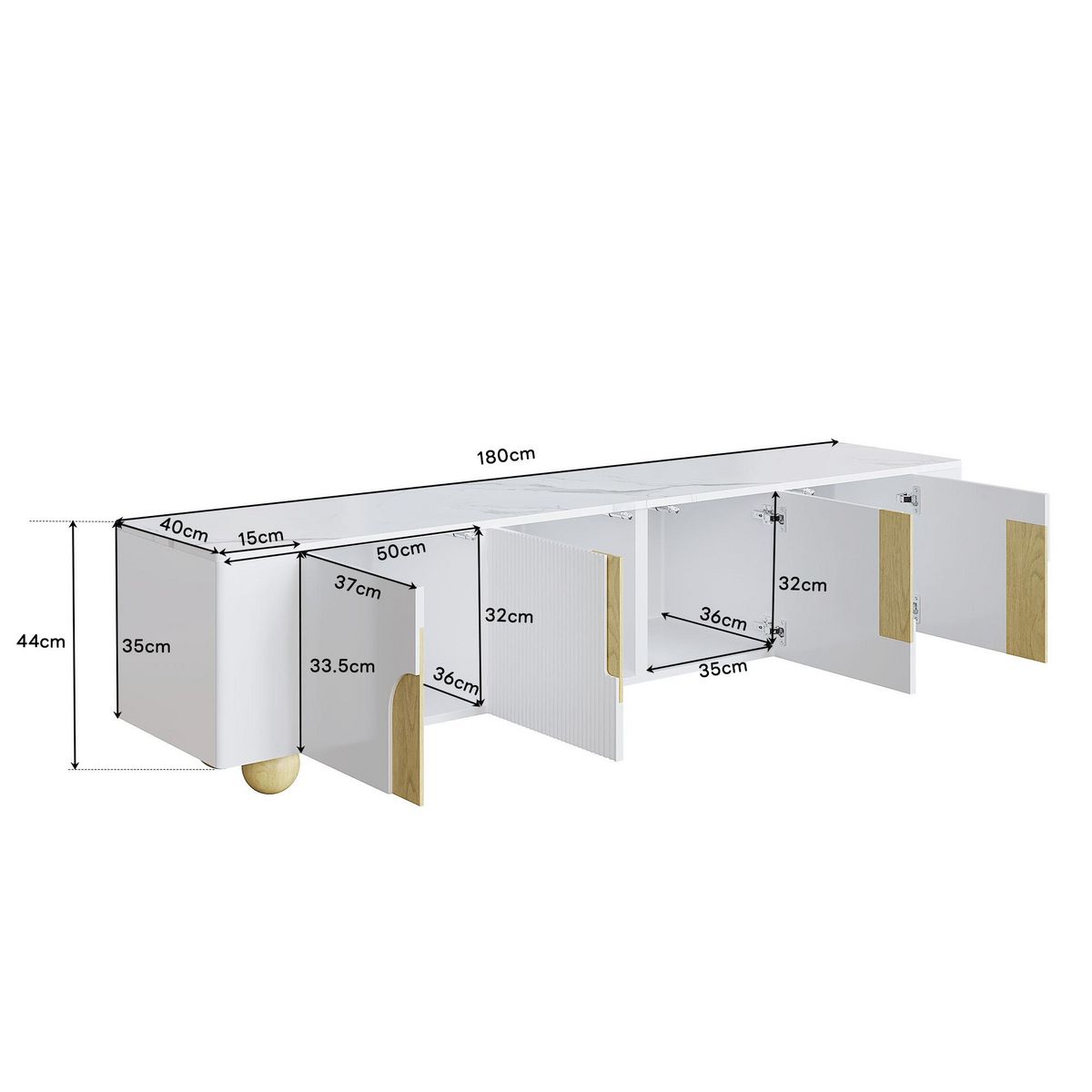 MERAX Meuble tv blanc 180cm mdf