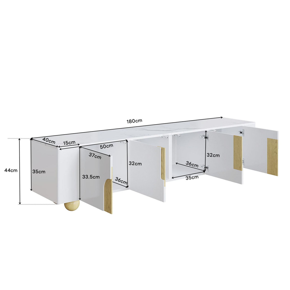 MERAX Meuble tv blanc 180cm mdf