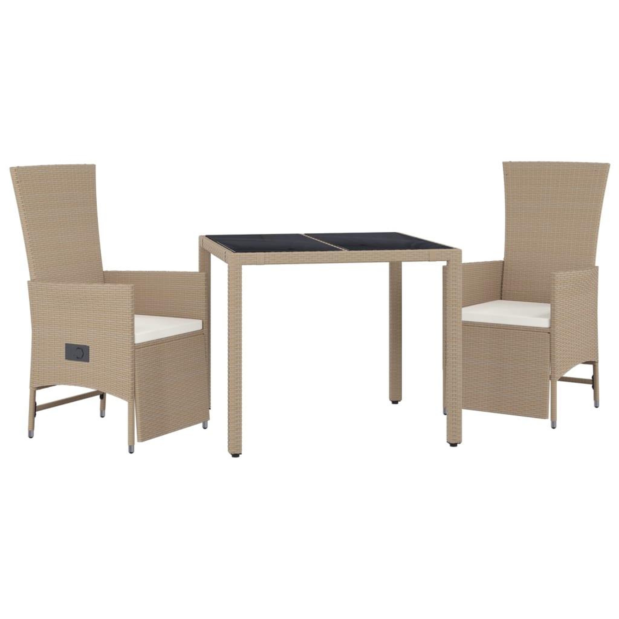Voir la diapositive 3 : VIDAXL Ensemble a manger de jardin et coussins 3 pcs Beige poly rotin
