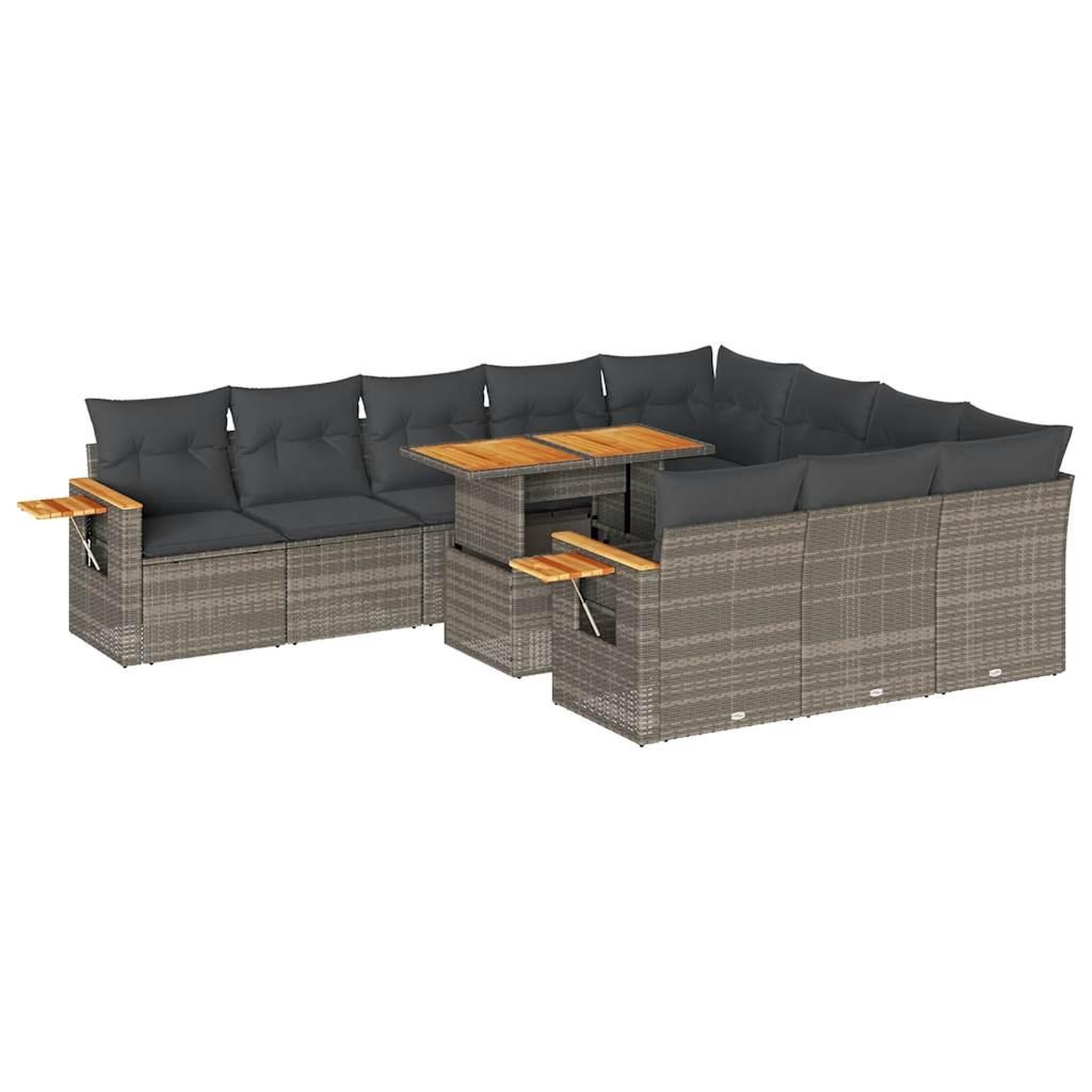 Voir la diapositive 2 : VIDAXL Ensemble de canapes de jardin 11 pcs et coussins rotin acacia