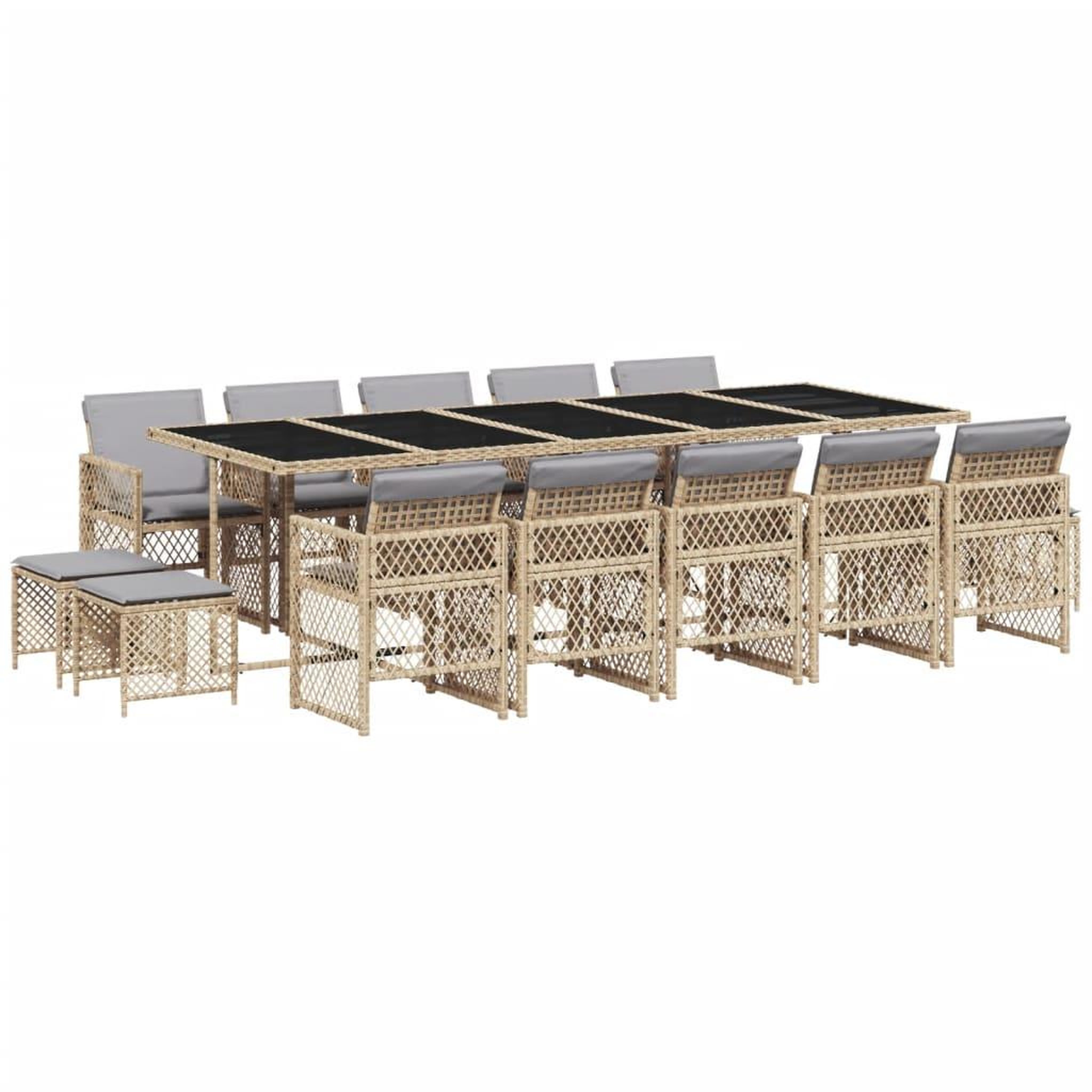 Voir la diapositive 2 : VIDAXL Ensemble a manger de jardin et coussins 15 pcs beige