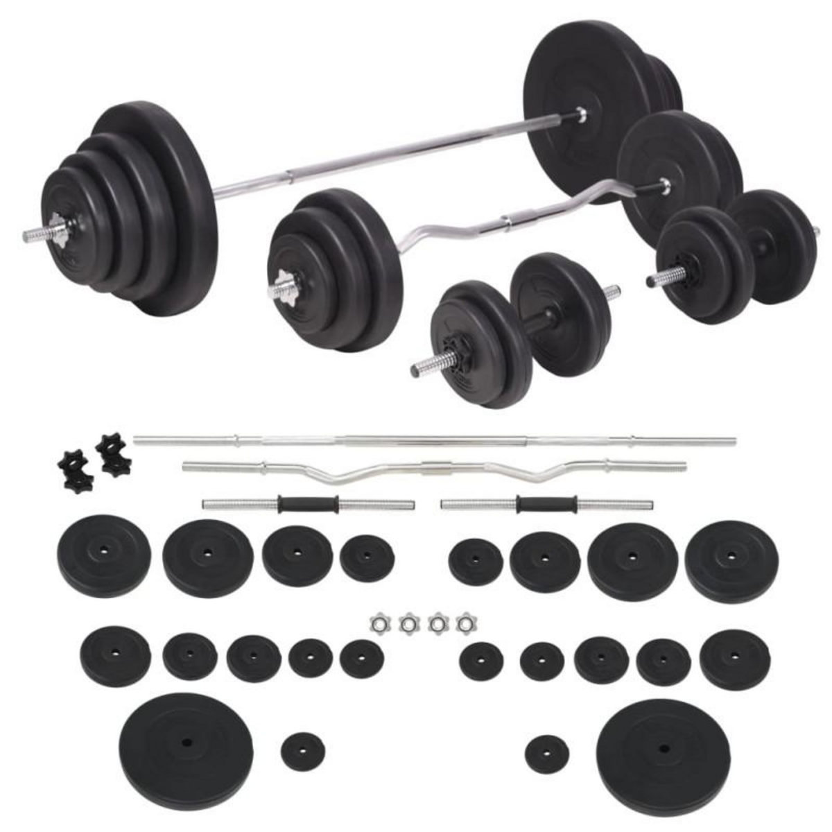 VIDAXL Ensemble d haltères et barres d haltères 120 kg