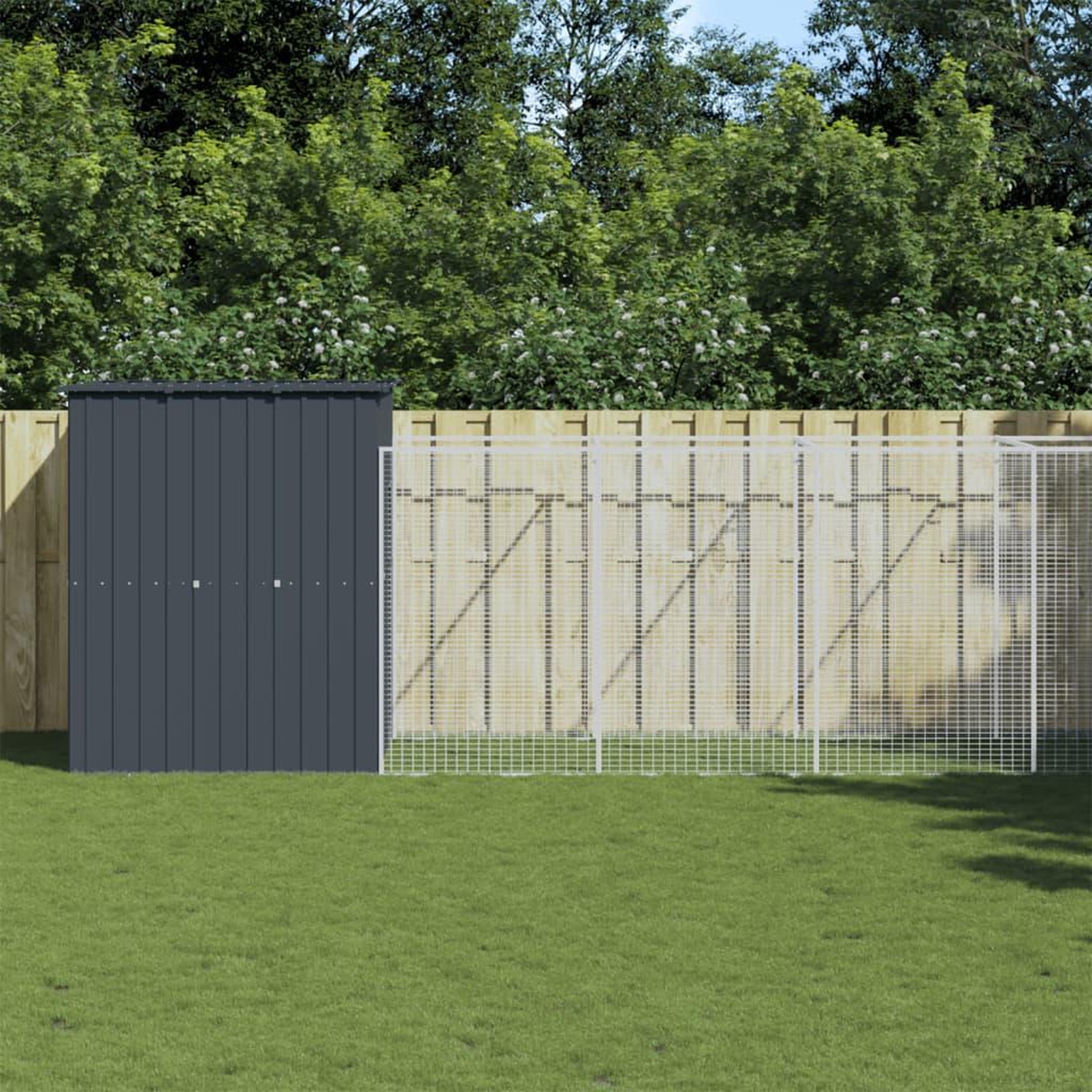 VIDAXL Niche pour chien avec cour anthracite 165x863x181 cm