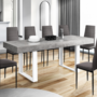 Voir la diapositive 2 : ID MARKET Table à manger extensible rectangle OREGON avec rangement 4-8 personnes effet béton et blanc 160-200 cm