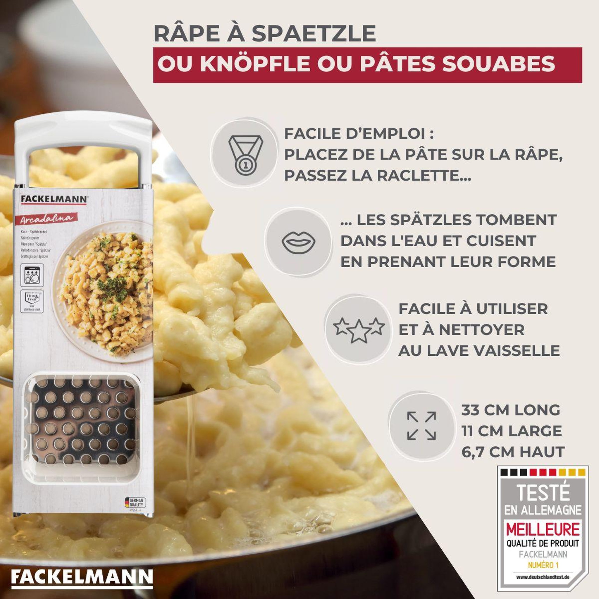 Voir la diapositive 3 : Fackelmann Plaque à spätzle 33 cm Fackelmann Handmade Tradition