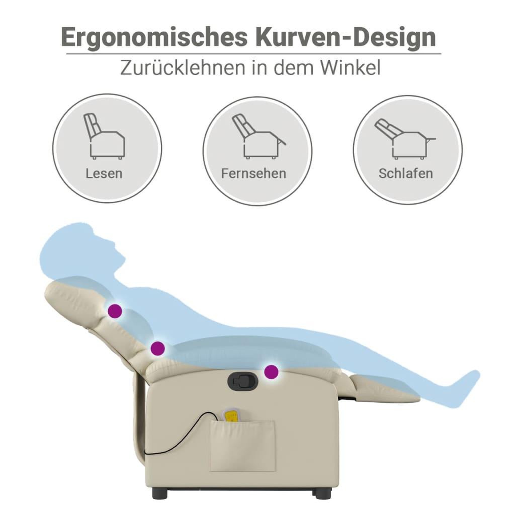 Voir la diapositive 6 : VIDAXL Fauteuil inclinable de massage Creme Similicuir
