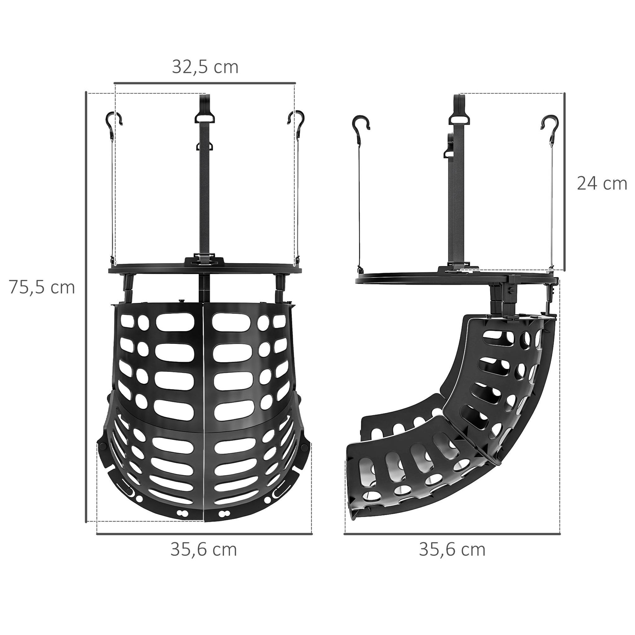 Voir la diapositive 3 : HOMCOM Retour de ballon de basket-ball - rotation 360°, hauteur réglable, crochets amovibles - noir