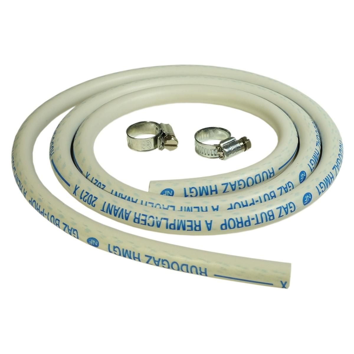 Proweltek Kit connexion gaz complet pour réchauds gaz tuyau souple 1.50m + Embout tétine + Détendeur butane 28 mbars