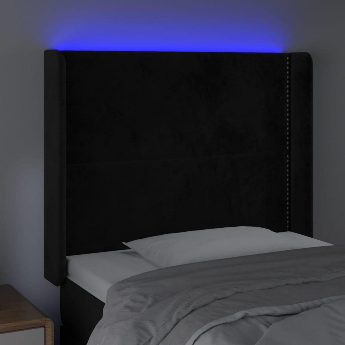 VIDAXL Tete de lit a LED Noir 93x16x118/128 cm Velours