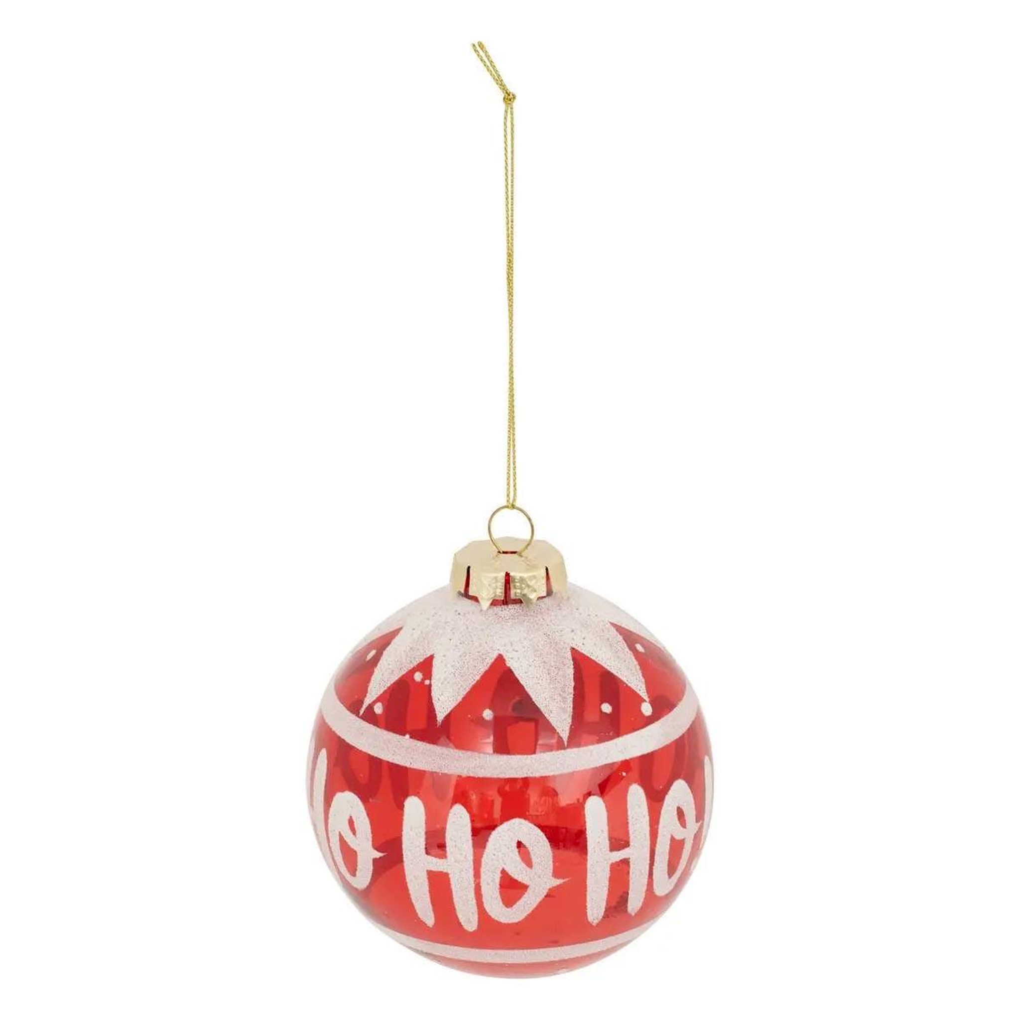 ATMOSPHERA Boule de noël en verre  ho ho ho  9cm rouge & blanc