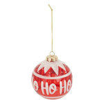 ATMOSPHERA Boule de Noël en Verre  Ho Ho Ho  9cm Rouge & Blanc