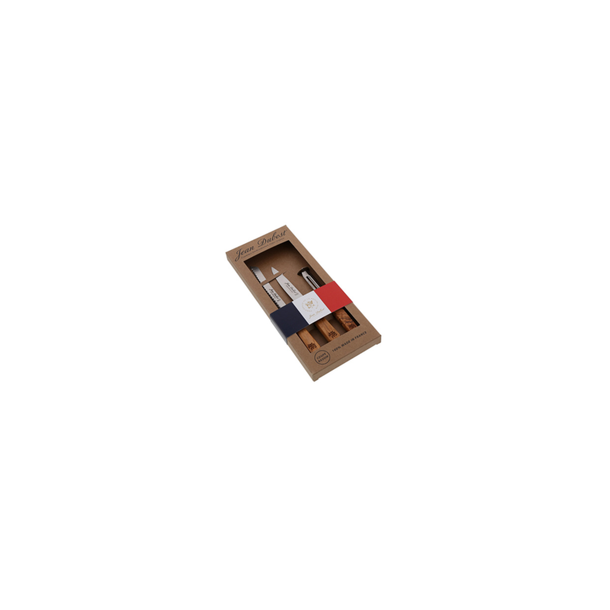 Voir la diapositive 2 : Jean dubost Coffret 3 couteaux à tomate en bois d'olivier - CB10A250C16343