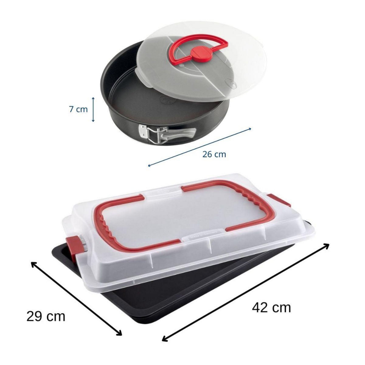 DR.OETKER Plaque de cuisson rectangle avec couvercle et moule à manqué avec couvercle Dr. Oetker Bake and Go